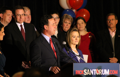 Santorum caps off night with speech
