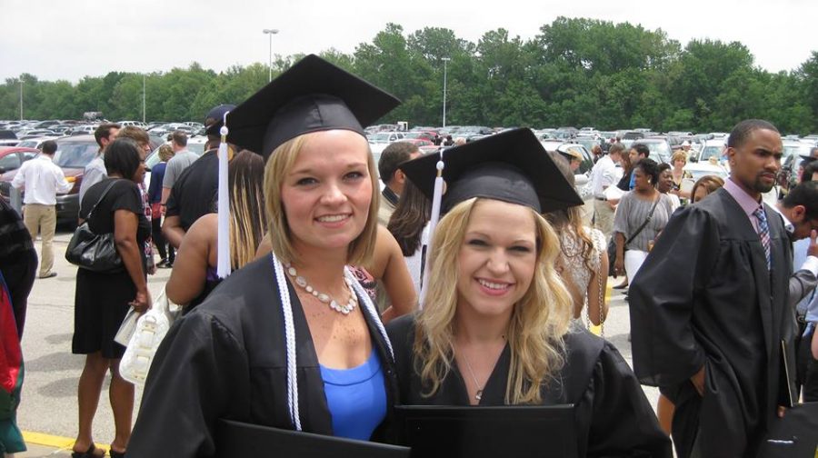 Kelsey Hahn and Kristin Diering after Lindenwood's 2013 Spring Graduation.
