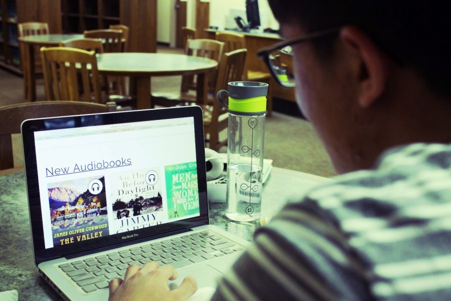 Photo by Sergio Poveda
A student downloads an audio book through the Overdrive App