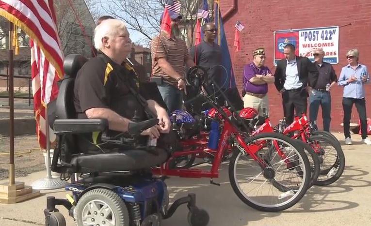 Screenshot from LUTV footage by Amanda DeBerry
AMBUCS provided specialized AmTrykes to disabled veterans.