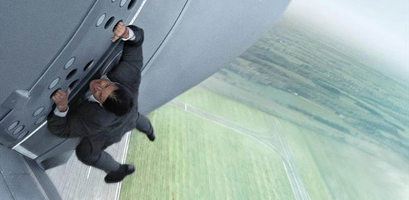 Photo from epk.tv
Ethan Hunt (Cruise) is hanging on for the fantastic thrill ride that is Mission: Impossible - Rogue Nation