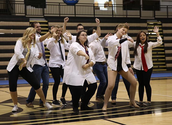 Members of the Lindenwood Student Government Association kicked off the the 2015 Lip Sync competition.  