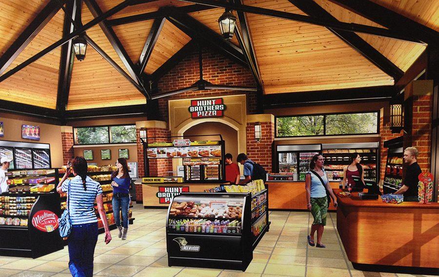 The new plans involve closing off the pavilion and adding a convenience store. Photo provided by Pedestal Foods