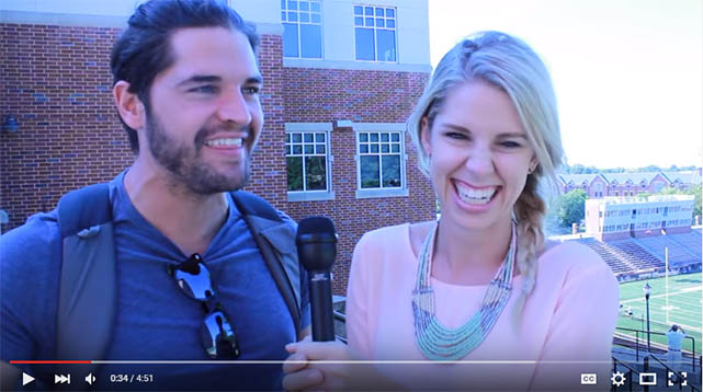 Photo taken from YouTube
Morgan Findlay and Alexis Kadey host a video on the Life as a Lindenwood Lion posted on Sept. 16.
