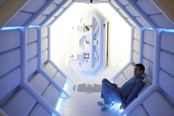 Photo from Cine Fanatico on Flickr Sam Bell (Sam Rockwell) reflects on his lunar loneliness in "Moon."