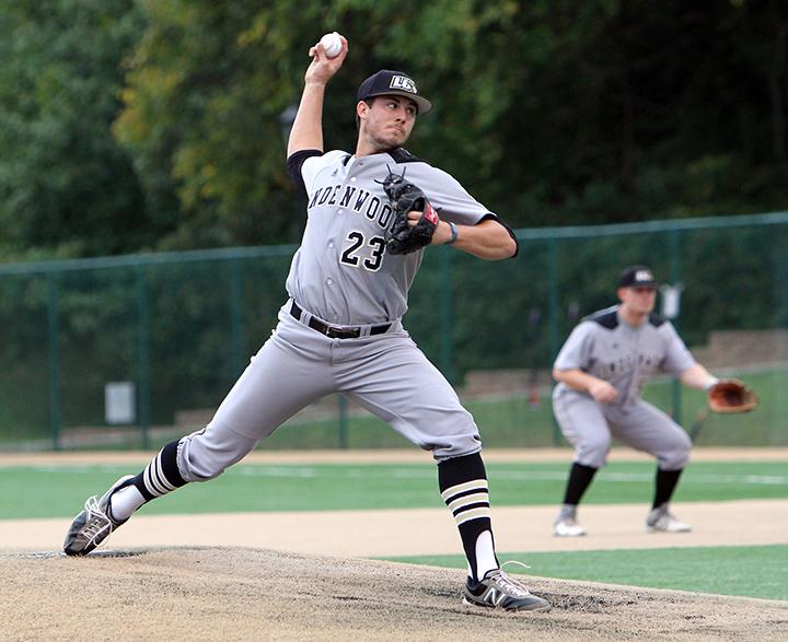 Geoff Hartlieb pitches during a game at Lindenwood.