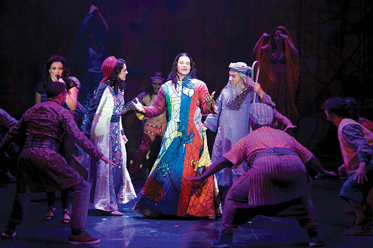 Photo courtesy of josephthemusical.com
JC McCann, center, performs as “Joseph” in his first major role in a touring Broadway production, coming to Lindenwood Thursday. 