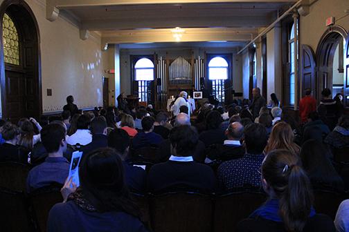 Approximately 250 people attended the service in Sibley Chapel late Wednesday afternoon. 
 Photo by Lindsey Fiala