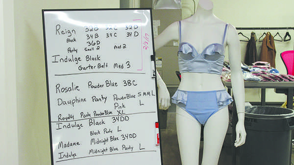 A mannequin displays a pair of Rosalie Powder Blue panties, designed by Liviara USA, a company founded by Lindenwood alumna Kara Gatto.  Photo by Lindsey Fiala