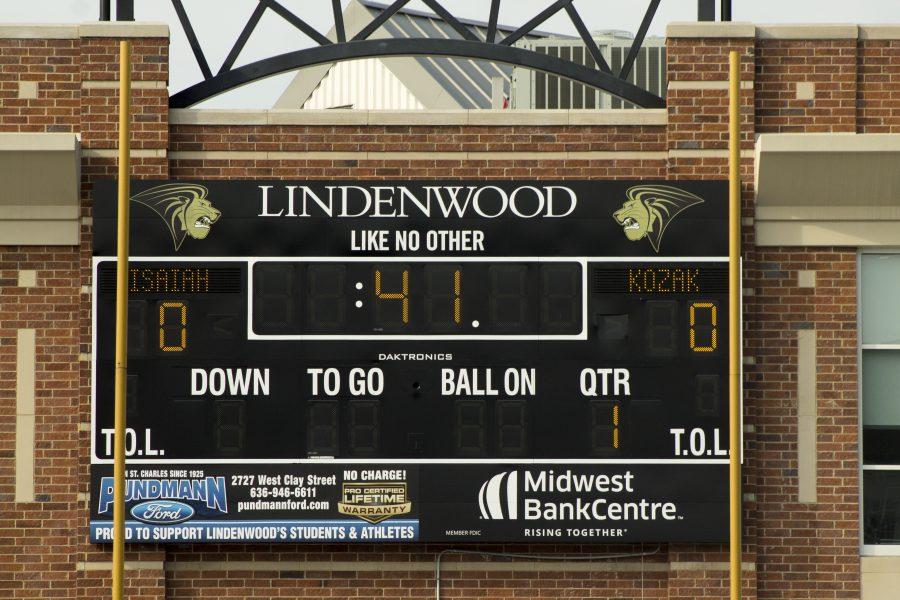 The+scoreboard+in+Hunter+Stadium+showed+Isaiah+Kozak+in+remembrance+of+his+life.++Photo+by+Kelby+Lorenz+