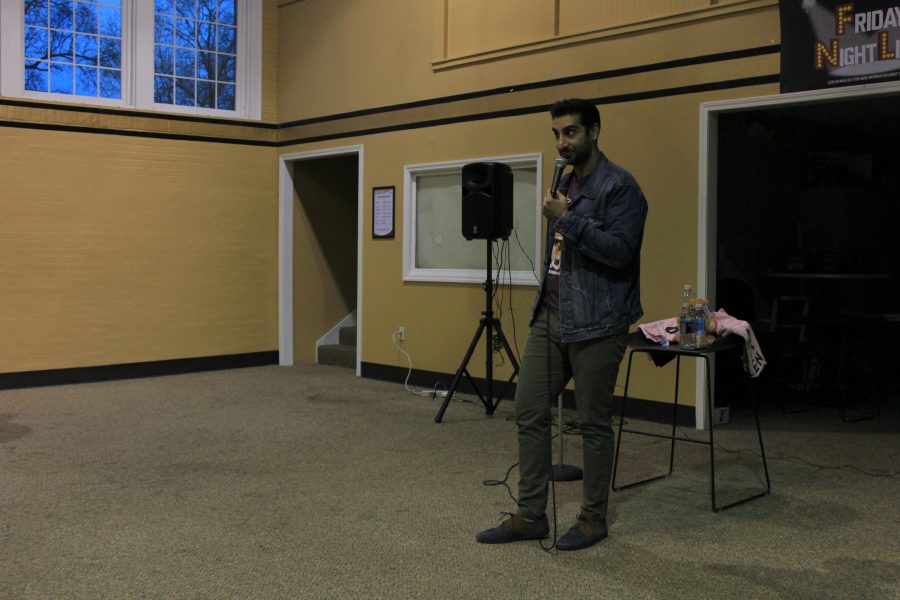 Comedian Gibran Saleem performed in Butler Loft as part of CABs Friday Night Live series.  Photo by Lindsey Fiala