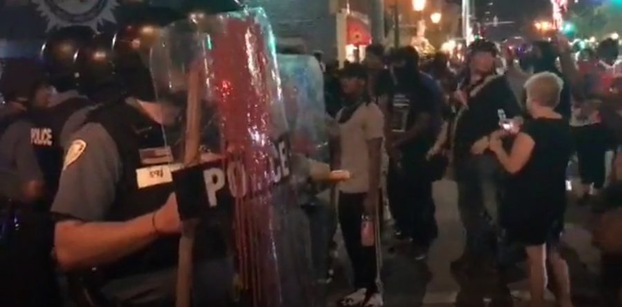 University City Police requested assistance Saturday after peaceful protest turned violent when debris was thrown at officers.Photo courtesy of St. Louis Police Departments Twitter page.