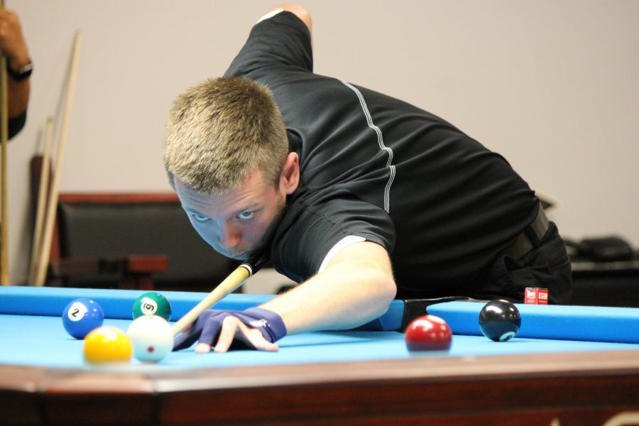 Lindenwood billiards player Landon Shuffet The game of pool is 90 percent mental, and 10 percent is physical,”  Photo by Walker Van Wey 