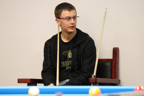 Minnesota native Brandon Vanoverbeke in a late November practice says, I came to this school solely for pool. I wouldn’t have been here without this team.
Photo by Walker Van Wey