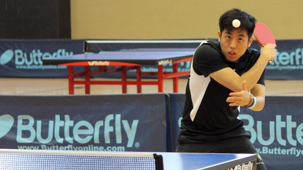 Joaquin Kanashiro serves late in Saturday's matches in Hyland Arena.
<br>Photo by Walker Van Wey</br>