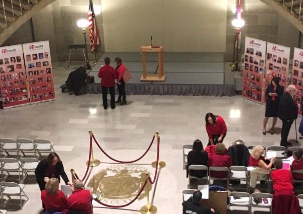 Members of MADD prepare to speak at the Missouri State Capitol Rotunda
Photo from MADDs Twitter