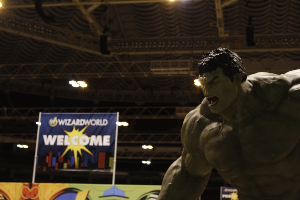 A statue of the Incredible Hulk at the entrance of the Wizard World Comic Con in St. Louis.  
 Photo by Matt Hampton