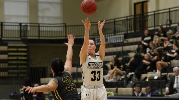 Forward Lexie Moe, No. 33,  attempts a three pointer in Lions' 61-50 win against Missouri Western on Feb. 24 at Hyland Arena.
<br>
Photo by Kyle Rhine