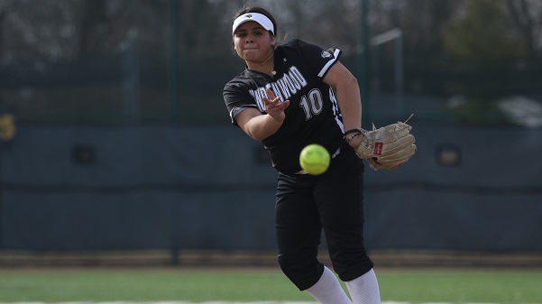 Lindenwoods Marina Esparza pitches during the teams season opener against Quincy University on Feb. 14. Esparza nearly pitched a no-hitter during Tuesdays game against Saint Louis College of Pharmacy. 
 File photo by Michelle Sproat. 