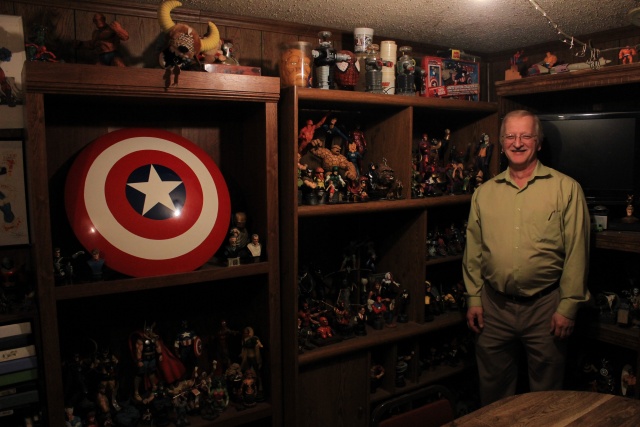 Quiggins transformed the basement of his house into his own “mancave.” It is full of artwork, superhero and comic figurines, as well as an entire room that houses his comic book collection of approximately 50,000 comic books.
 Photo by Lindsey Fiala