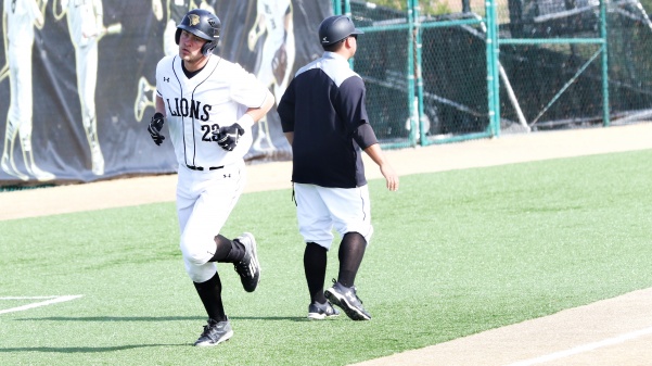 Neil+Fischer%2C+No.+23%2C++rounds+third+base+after+hitting+a+two-run+home+run+to+left+field+in+the+Lions+14-4+win+over+McKendree+on+Wednesday.%0A%0APhoto+by+Kyle+Rhine