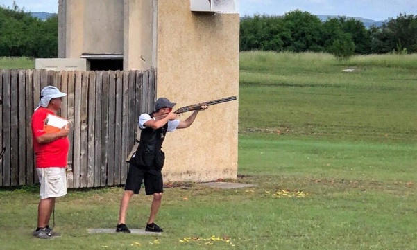 Brandon Stone competes in the .28 gauge event during the NSSA Worlds in San Antonio.   Photo courtesy of Terra Stone.  