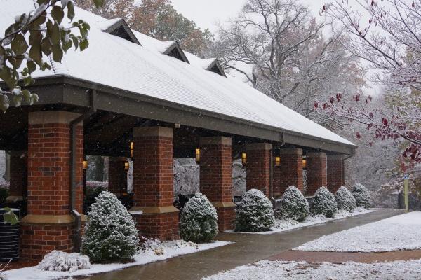 Lindenwoods campus during the snowfall on Nov. 20, 2018. 