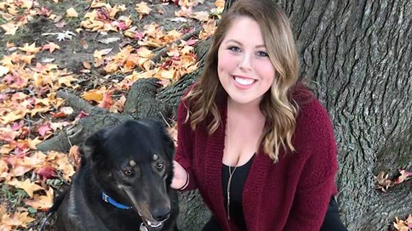 Allison Krodinger and her emotional support dog Hucksley share a bond that allows him to know when she has had a bad day.  Photo provided by Allison Krodinger