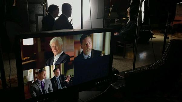 Professor Larry McClain and Brian Hilke of the OFallon Police Department, who helped find evidence to convict Pamela Hupp, talk to Dateline host Keith Morrison.   Photo from Larry McClain