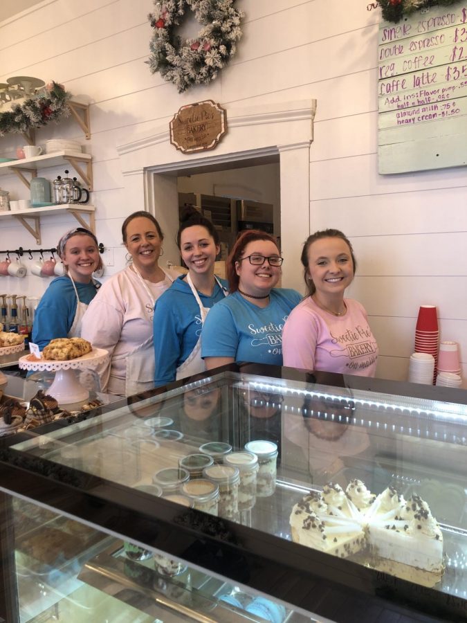Lydia Allen (middle) and her staff at Sweetie Pies bakery on Main Street. Photo by Alexis Montgomery.