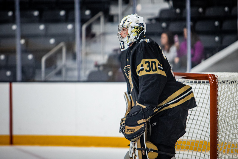Cooper+Seedott+%28%2330%29+stands+in-goal+for+Lindenwood+as+they+host+Illinois+on+Oct.+20%2C+2019.