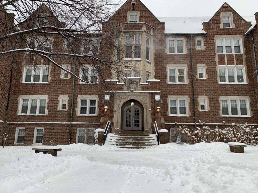 Irwin Hall during Lindenwoods first snow day of the 2021-22 school year on Wednesday, Feb. 2. 