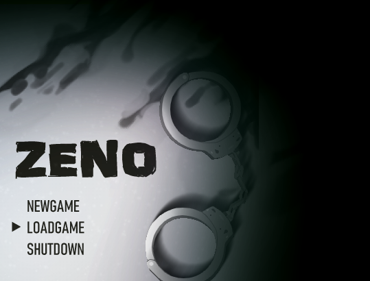 The menu screen for the video game ZENO. Screenshot taken by Brooke Steffe.