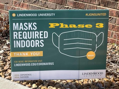 Lindenwood has mask required signs spread out throughout the campus