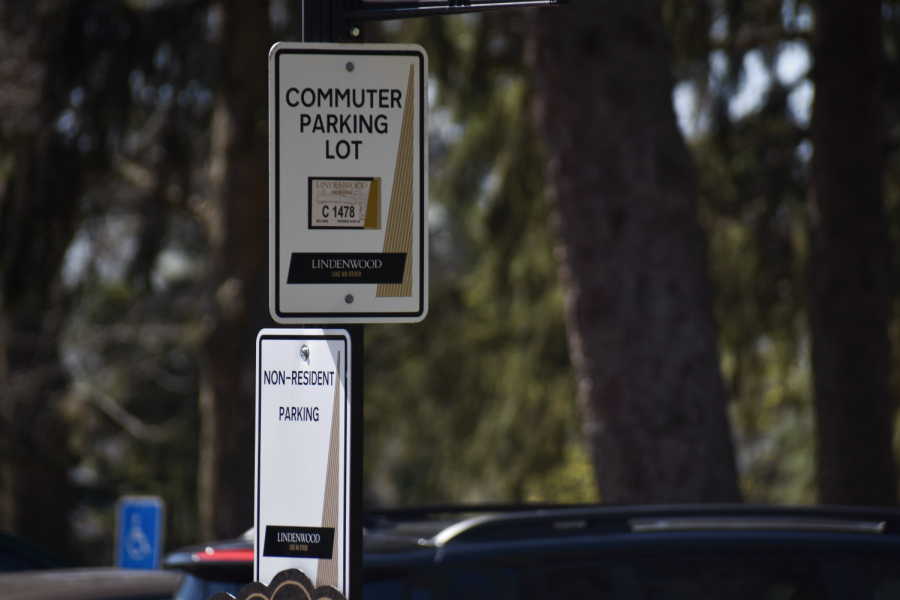 The sign posted at the commuters parking lot signals that the lot is only for non-residents. Many Lindenwood students who commute access the parking lot in order to get to classes and other campus responsibilities.