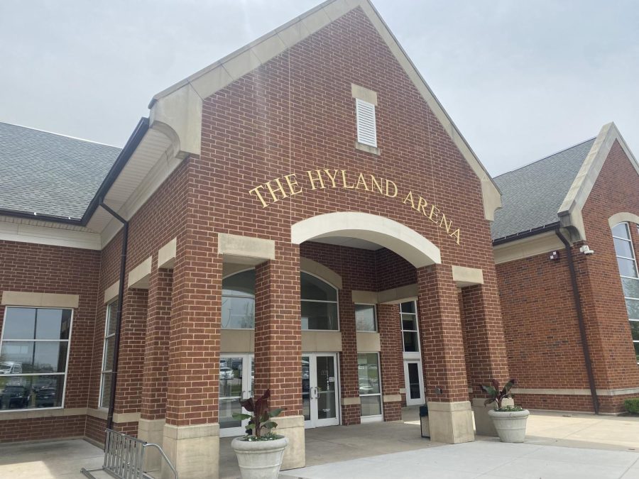 Lindenwoods Hyland Arena on a sunny, Monday afternoon on May 7 in St. Charles, Missouri. The 2022 spring commencement ceremonies will be held at Hyland on Friday and Saturday.