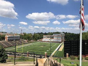 Lindenwood University is installing a new score board before the first Division I Football game.