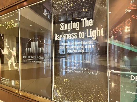 The listing of Singing the Darkness to Light in J. Scheidegger Center for the Arts. The performance will take place in J. Scheidegger on Nov. 15 with performances from Concert Choir, University Chorus, and Voices Only with an overarching theme of creating light and positivity from darkness.