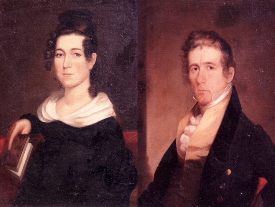 Photos of Mary (left) and George (right) Sibley, available in the Archives room on the first floor of the Larc.
