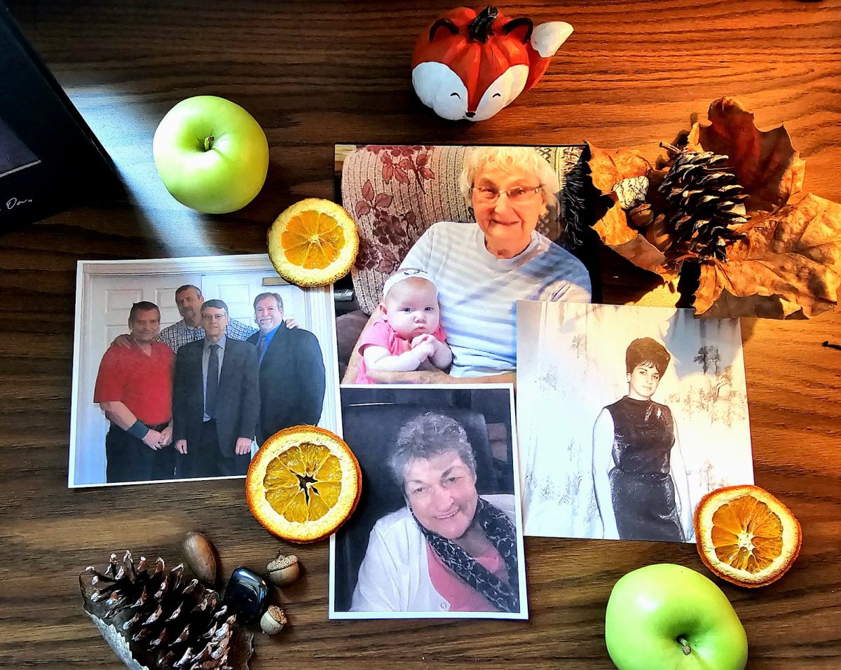 Altars are made with pictures of passed loved ones, fruit and items found outside. 
