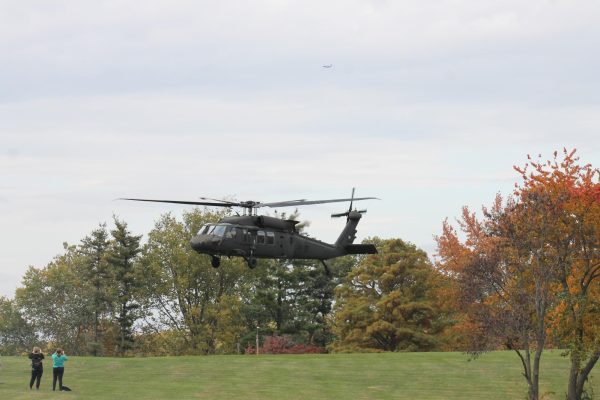 Black Hawk helicopter taking off at Lindenwood University on Wednesday, Oct. 25