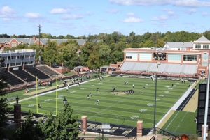 Tennessee Tech and Lindenwood warm up  prior to Family Day.