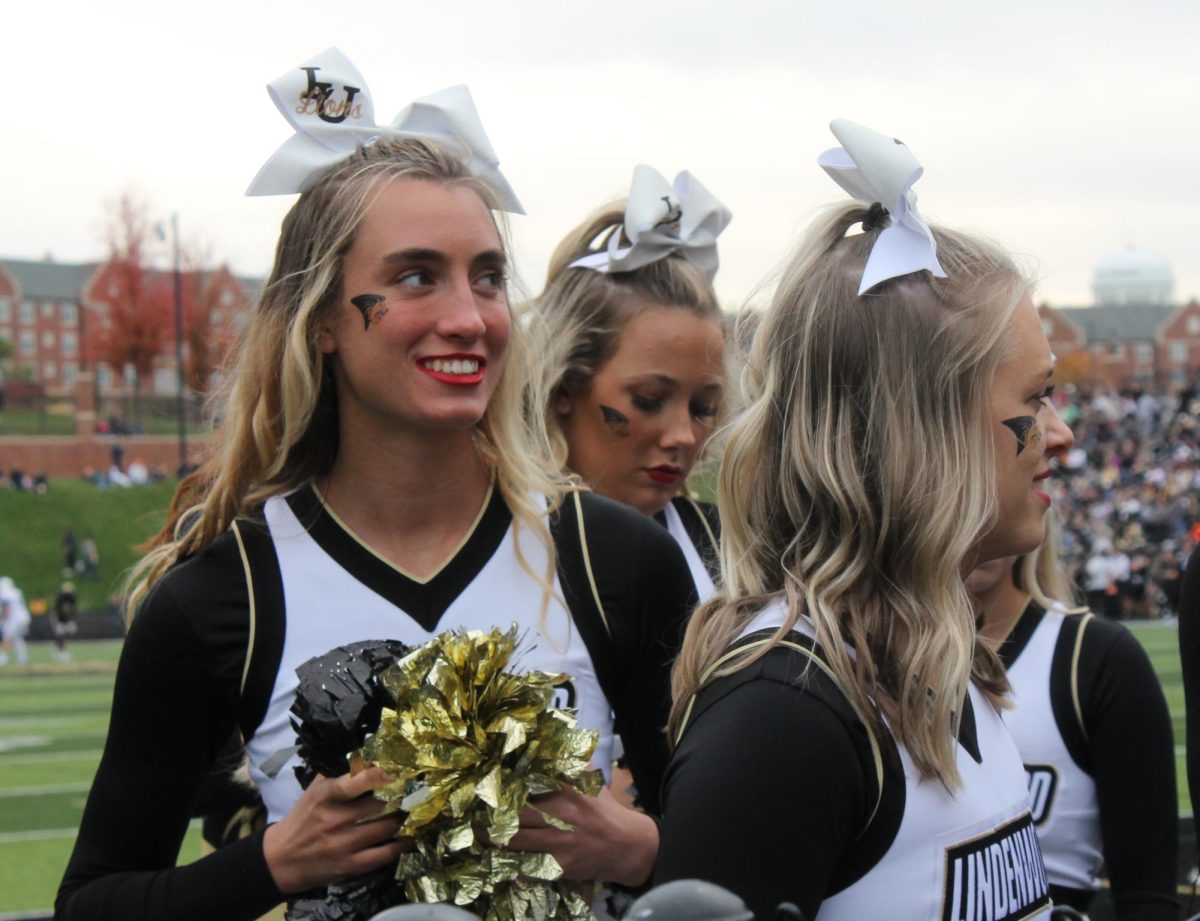 Lindenwood cheerleaders perform during the game against Eastern Illinois University. 