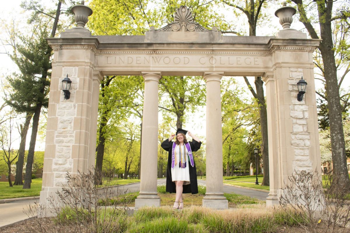 Lindenwood+alumni+Katherine+OBrien+in+her+graduation+regalia.+OBrien+received+her+Bachelors+in+Elementary+Education+from+Lindenwood+in+May+2023+and+currently+teaches+in+the+Wentzville+School+District.