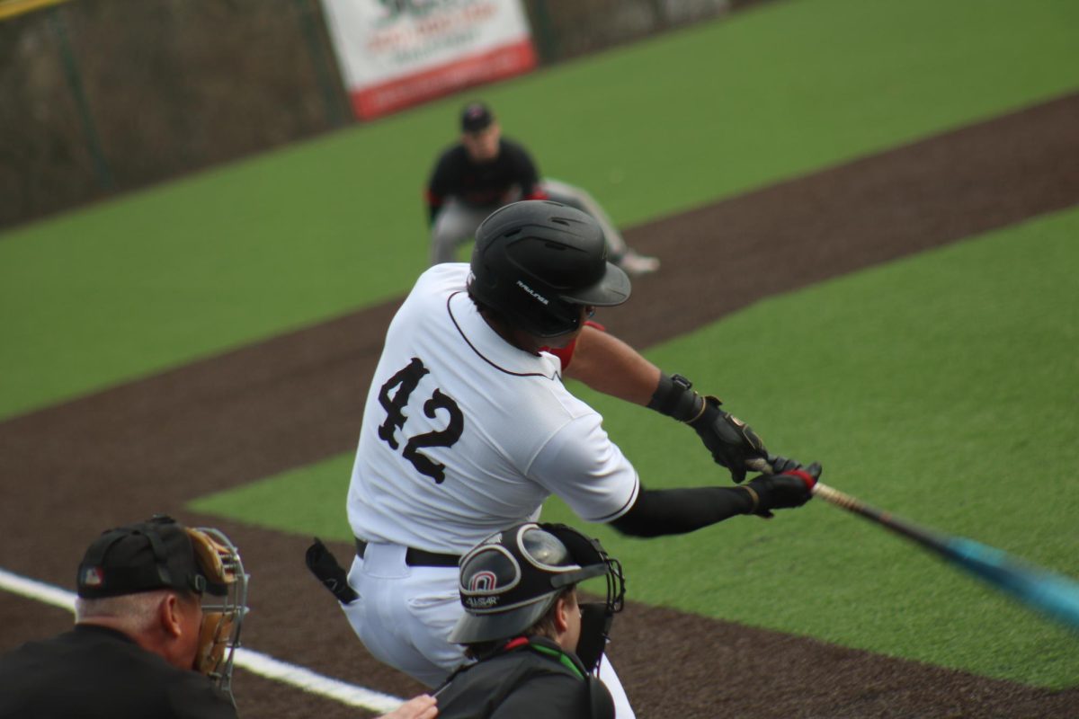 Bryson Arnette swings at a pitch against Omaha.