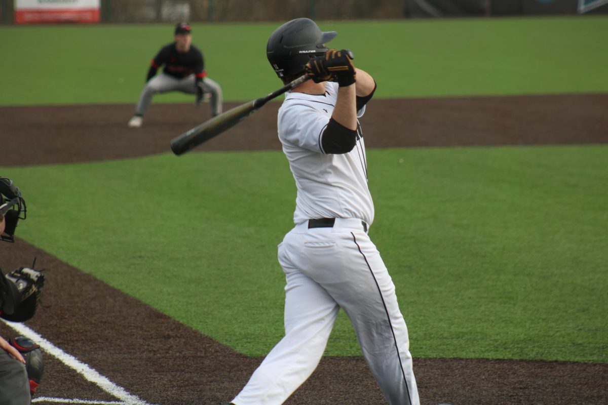 Dawson Hokuf swings at a pitch against Omaha.