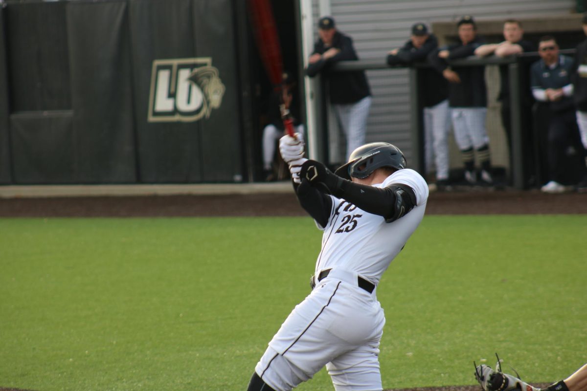 Jack Meyer swings at a pitch against Omaha.
