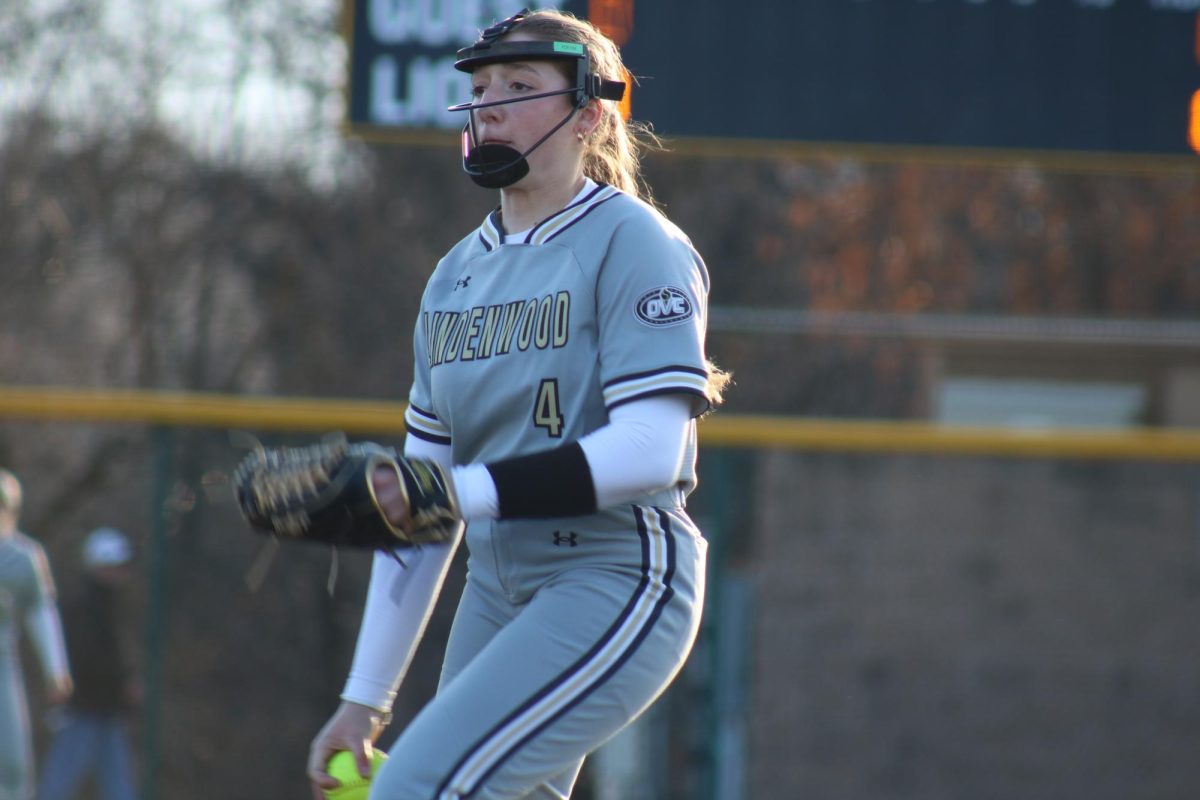 Avery Wapp goes through her pitching delivery in a game against Bellarmine. 