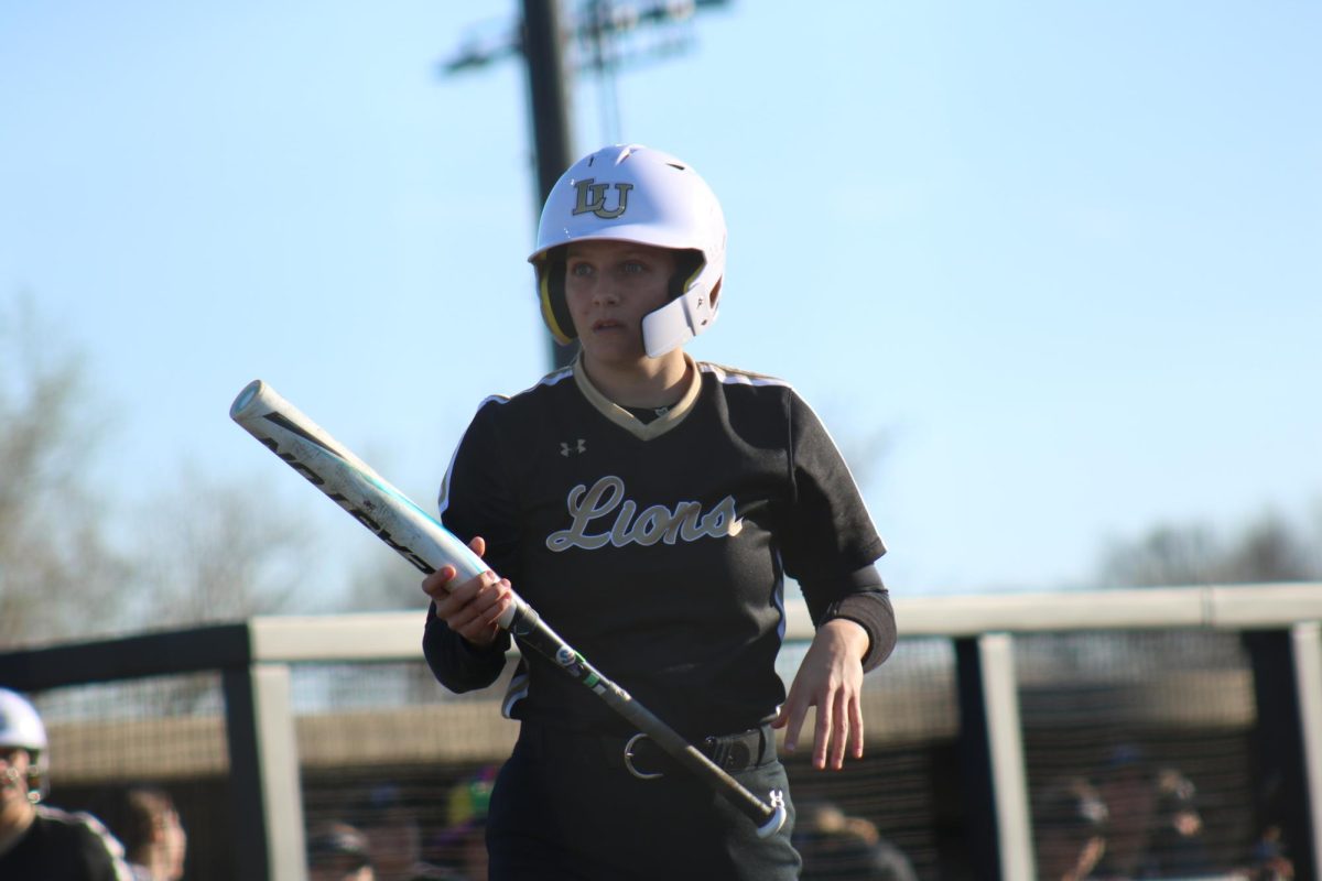 Izzy Wilcox looks towards the umpire in a game against St. Louis University. 