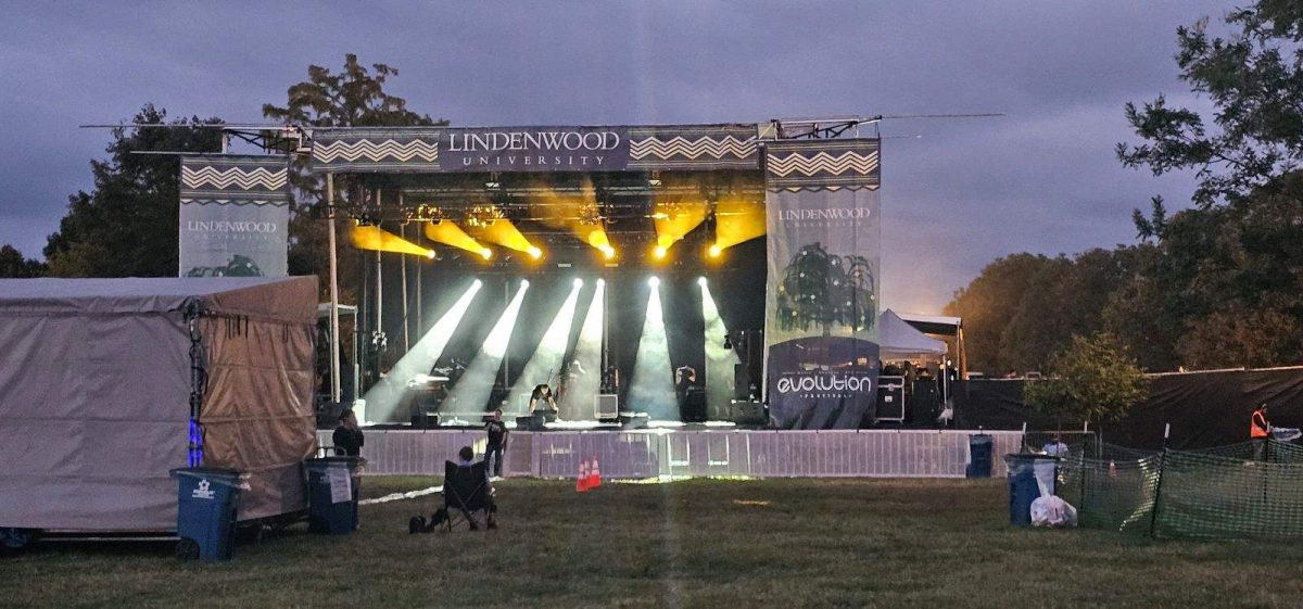 The Lindenwood Stage at Evolution Festival getting set up